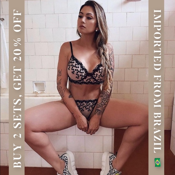 Heart Embroidered wired bra & V-string panty - Picture 2 of 13